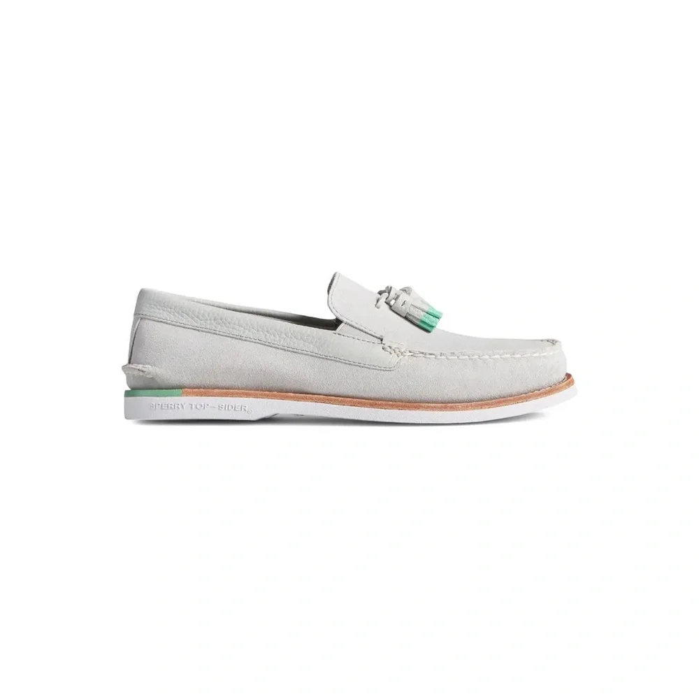 Sperry Gray Teal Blue Turquoise Tassel Loafer Boat Shoes
